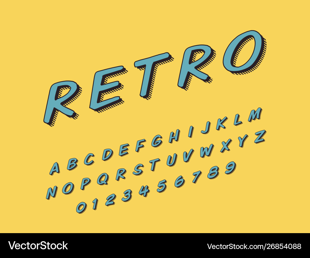 Retro font and alphabet stock Retro font and alphabet stock vector image