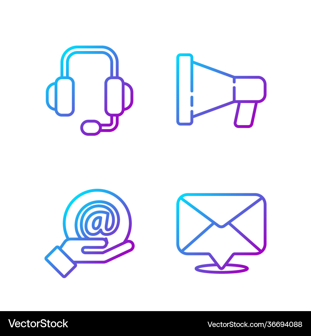 Set line envelope mail and e-mail in hand Set line envelope mail and e-mail in hand vector image