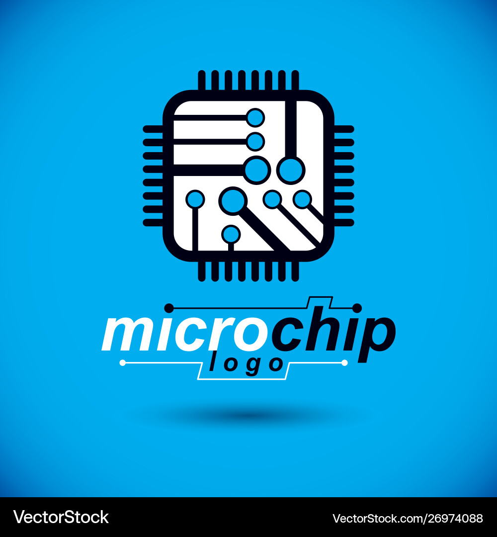 Technology cpu design with square microprocessor Vector Image