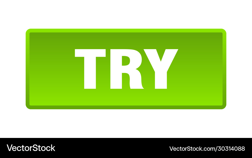Try button square green push vector image