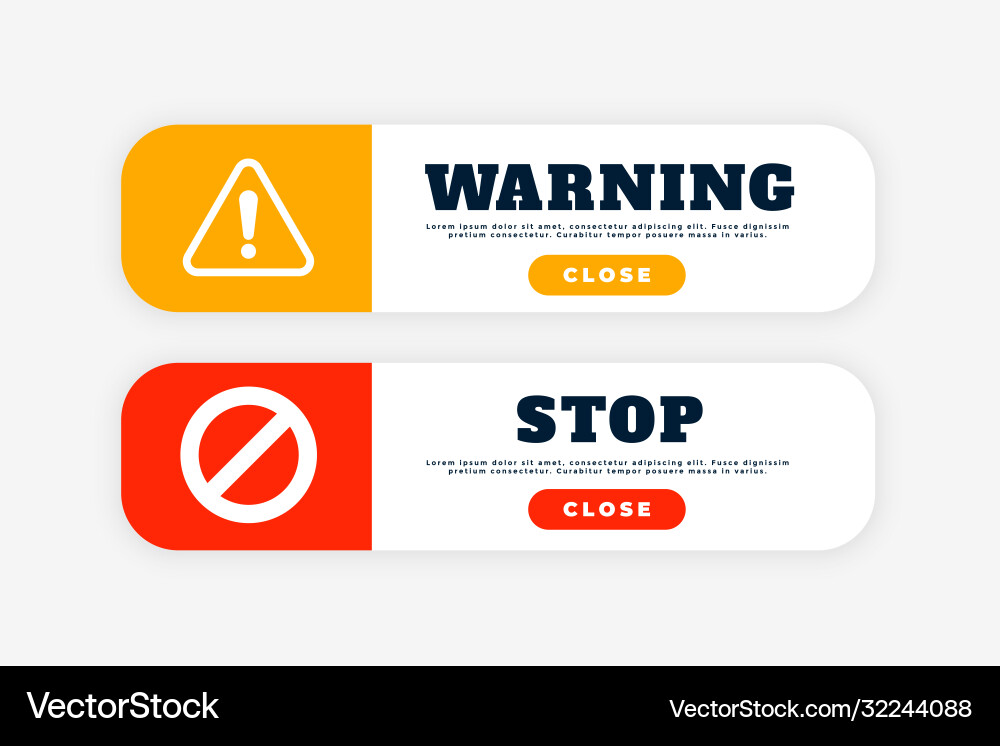 Warning and stop sign button for web purpose vector image