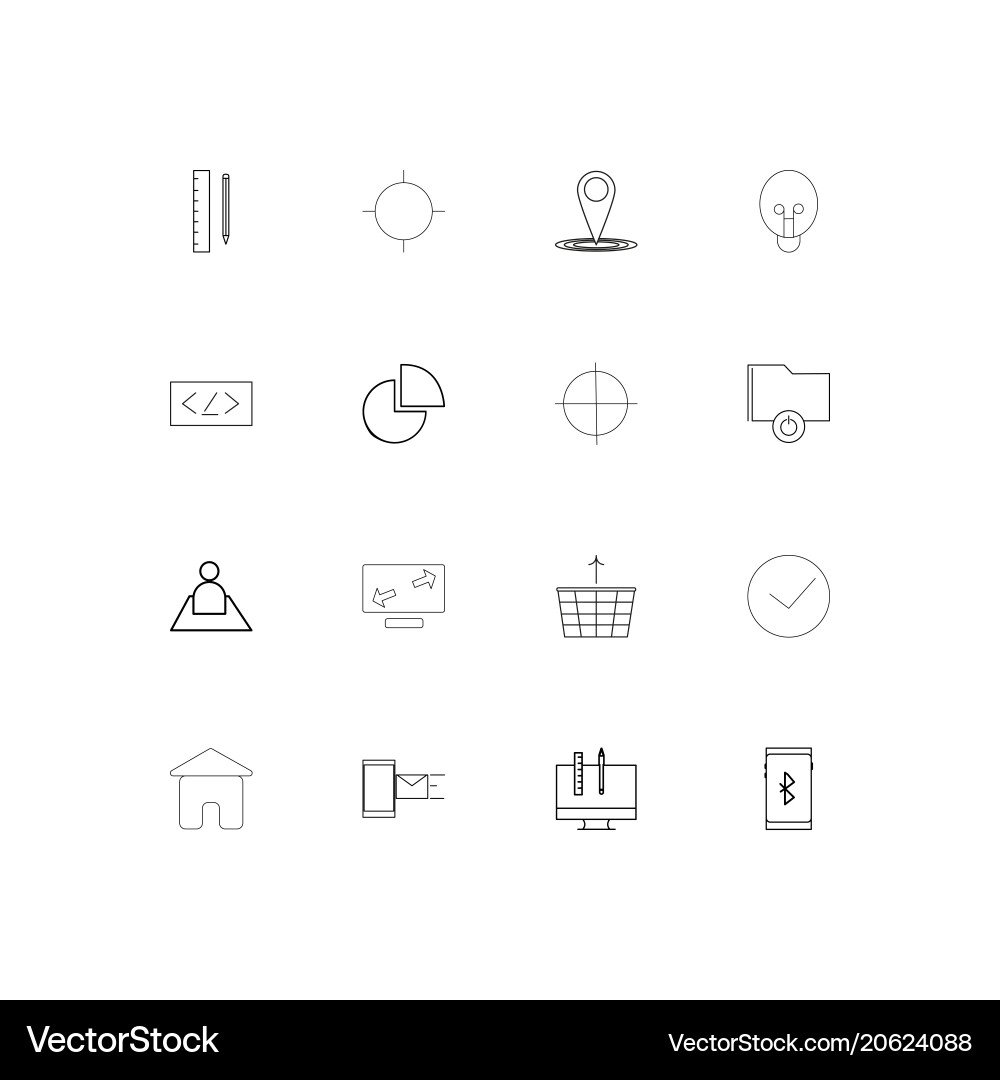 Web and text simple linear icons set outlined vector image