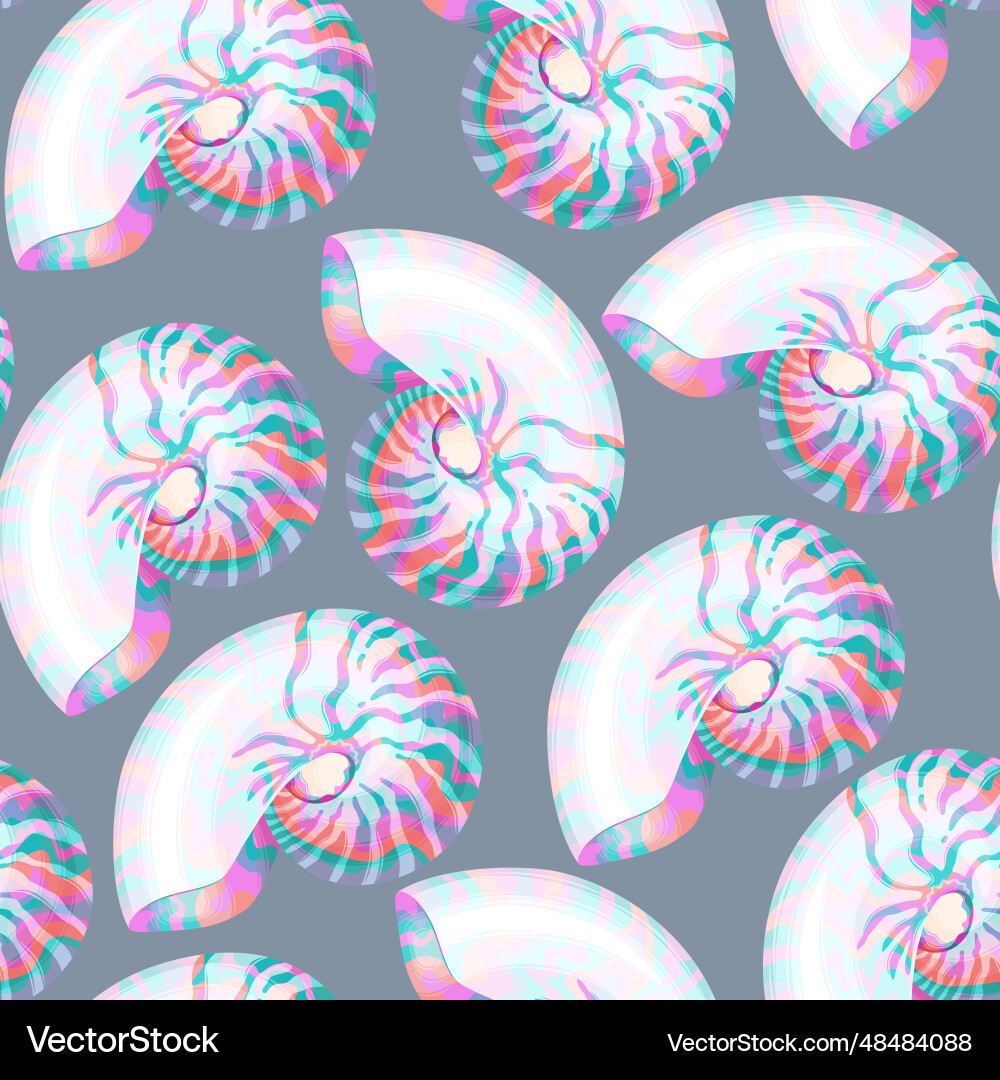 White and pearly shells seamless pattern vector image