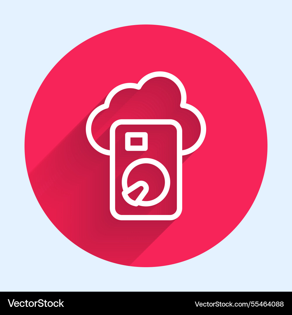 White line cloud database icon isolated with long White line cloud database icon isolated with long Vector Image