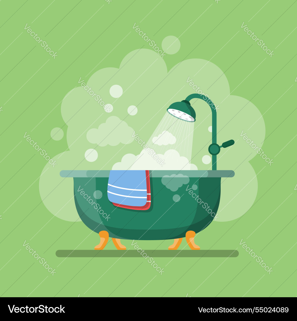 Bath icon in flat style bathroom on isolated Vector Image