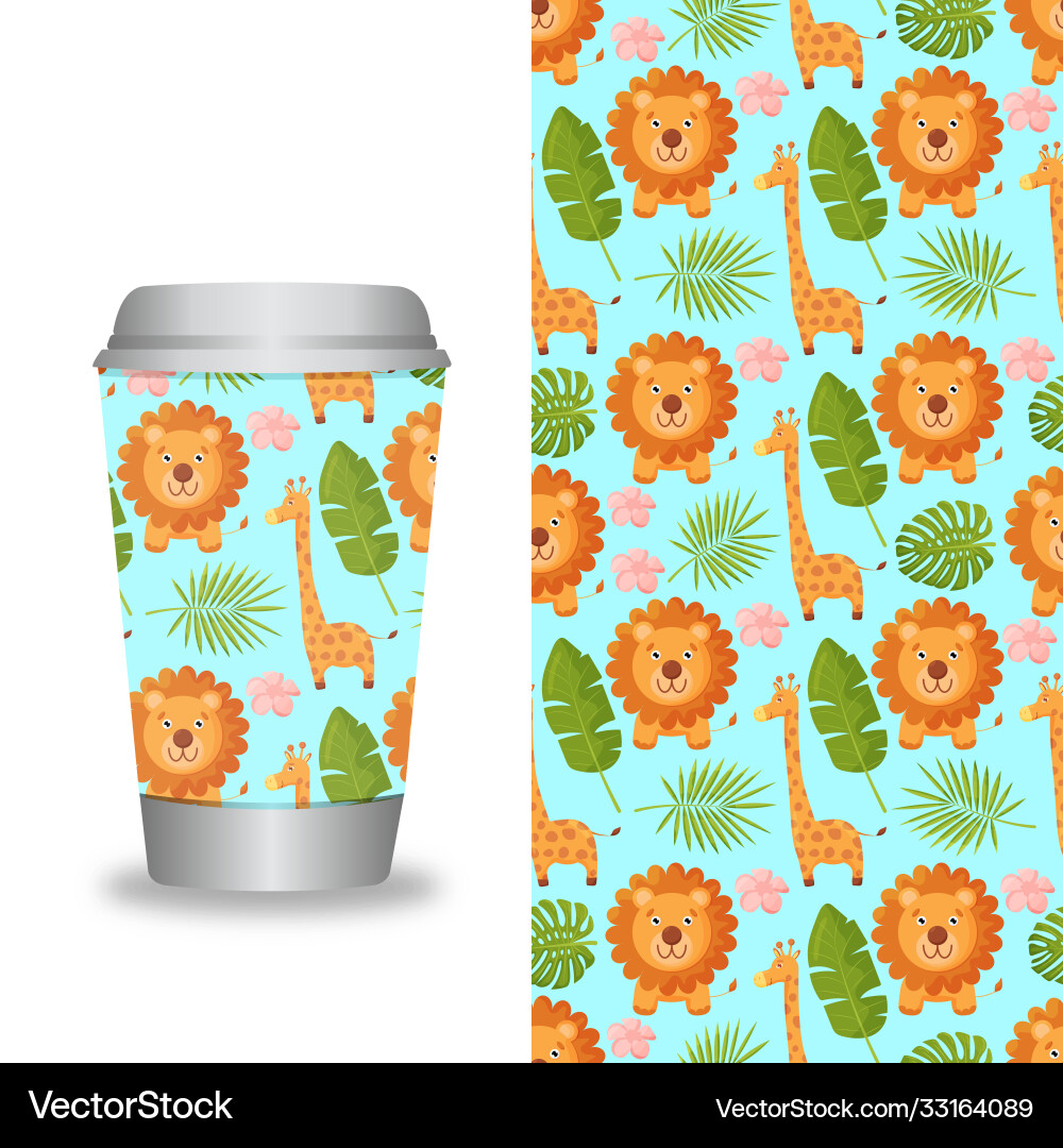 Coffee cup with patterns template Vector Image
