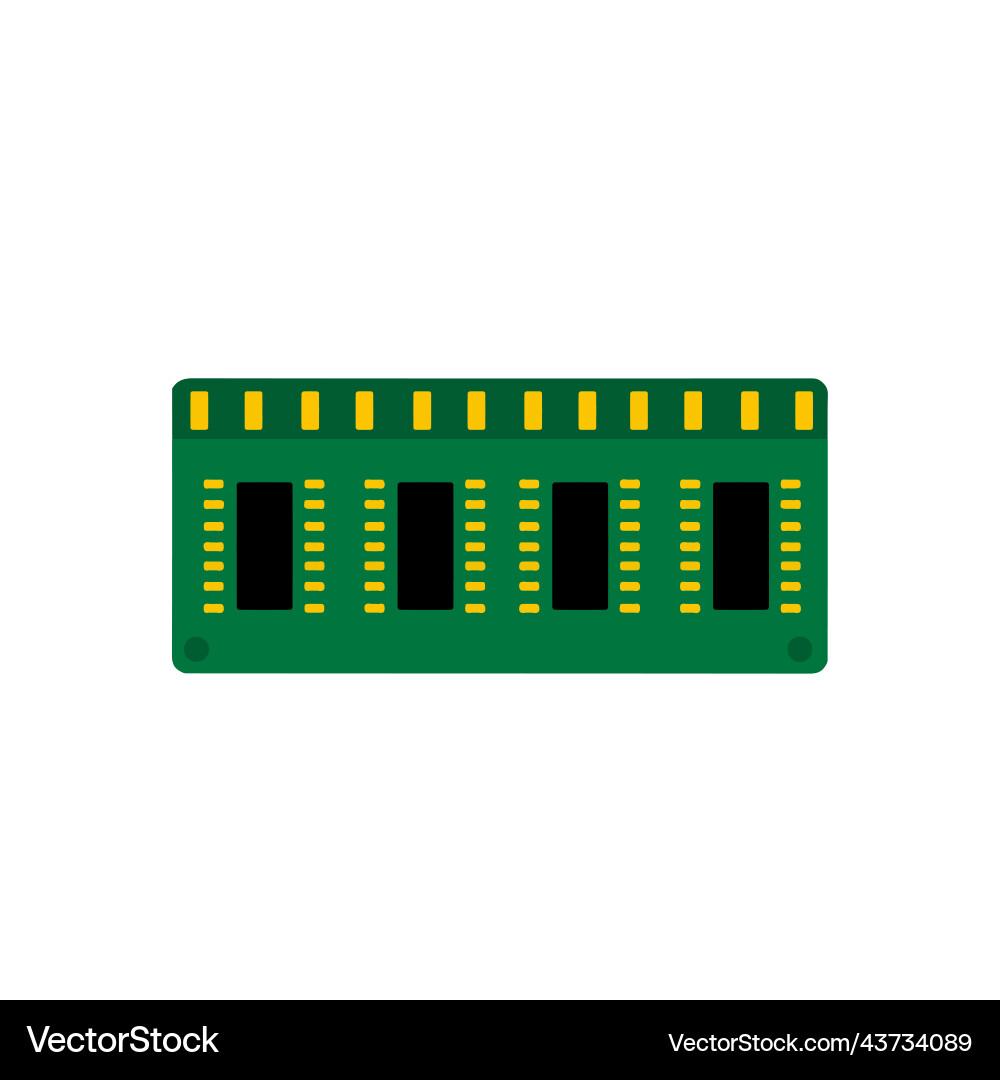 Computer chip hardware green microchip vector image