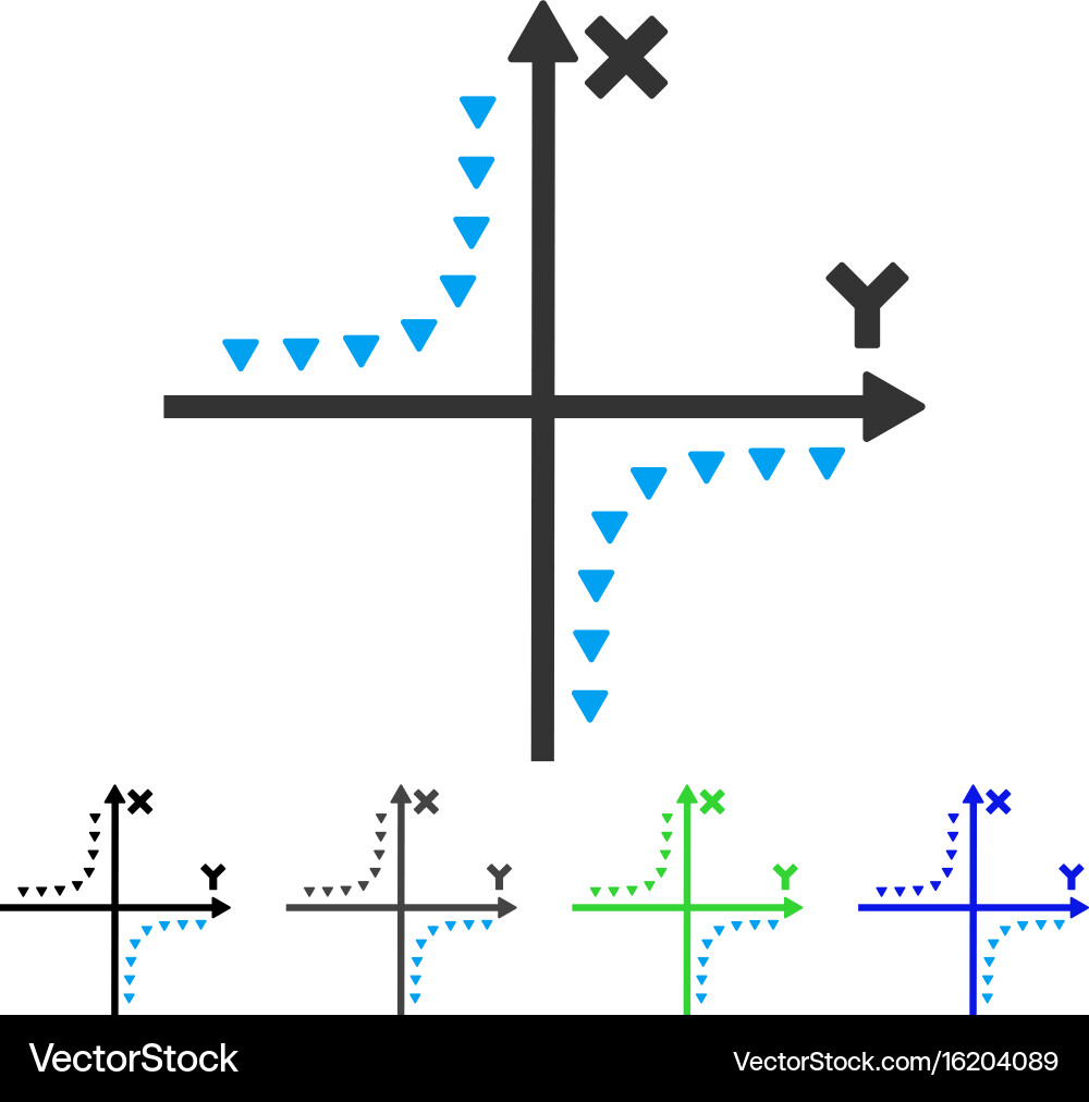 Dotted hyperbola plot flat icon vector image