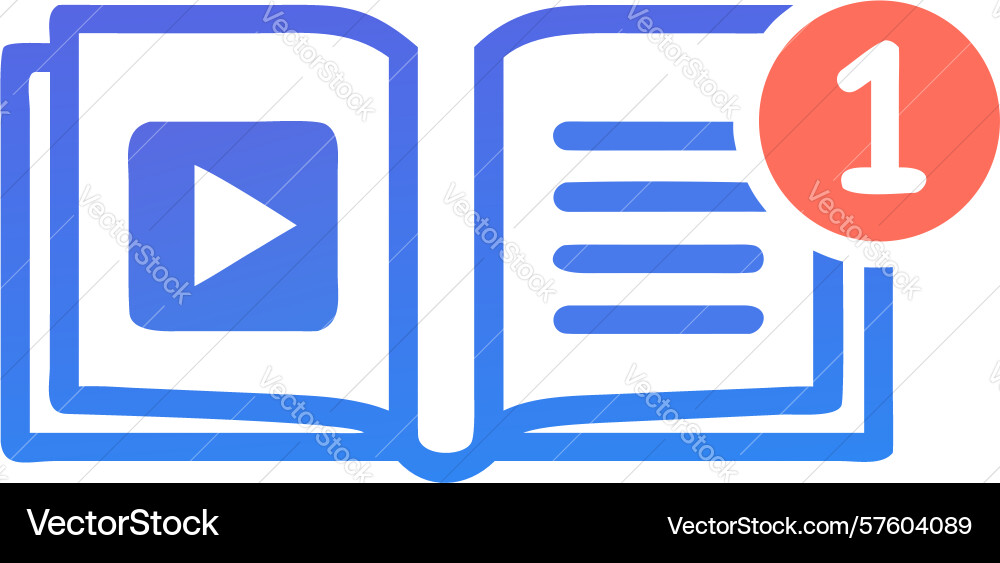 E-learning book with notification - new course Vector Image