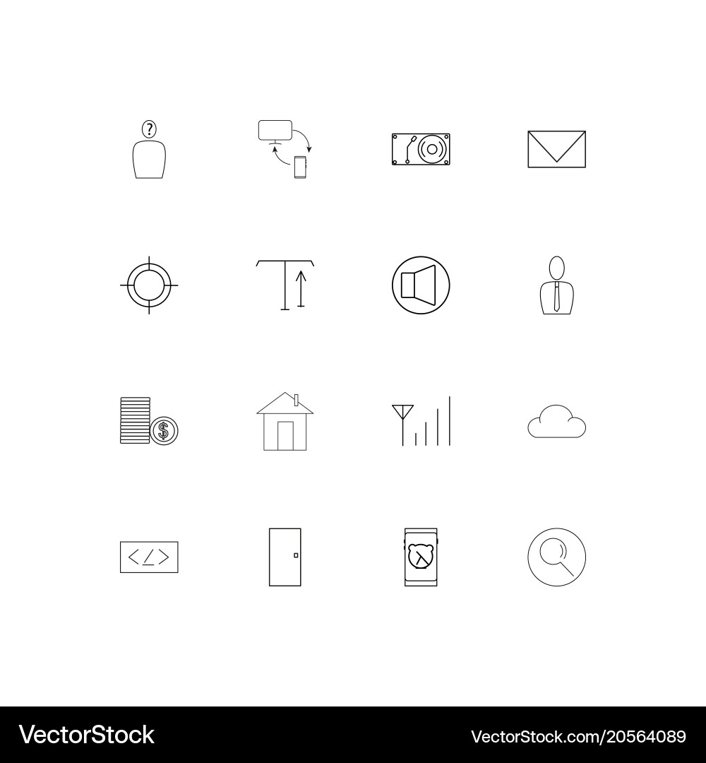 Internet of things simple linear icons set vector image