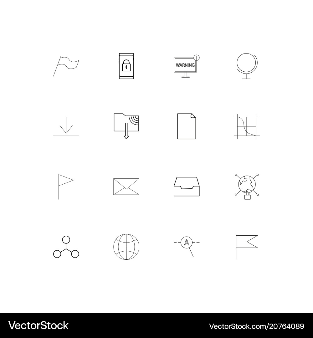 Internet technologies linear thin icons set Vector Image