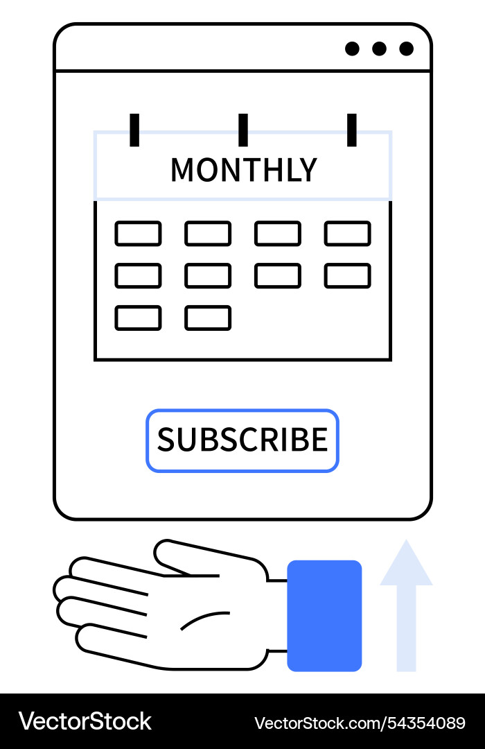 Monthly subscription interface with calendar Monthly subscription interface with calendar vector image