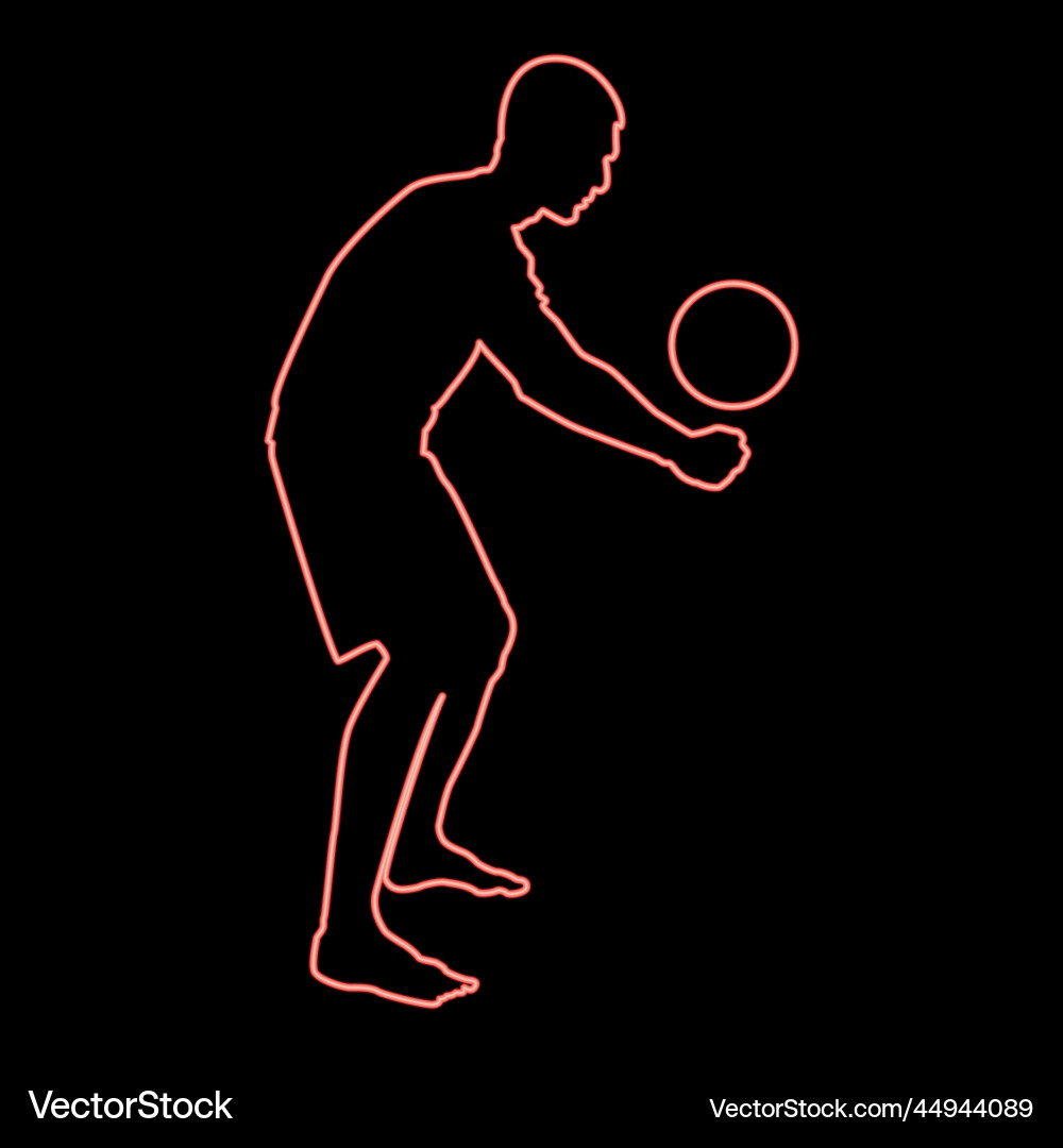 Neon volleyball player hits the ball with bottom Neon volleyball player hits the ball with bottom vector image