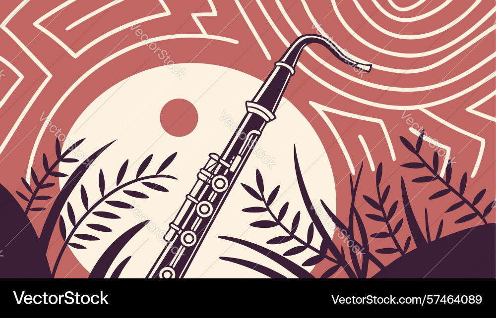 Oboe with circular patterns in abstract natural vector image