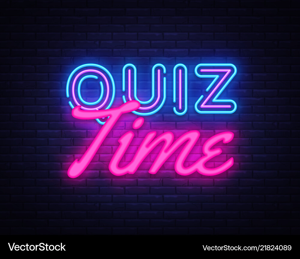 Quiz time neon sign pub design vector image