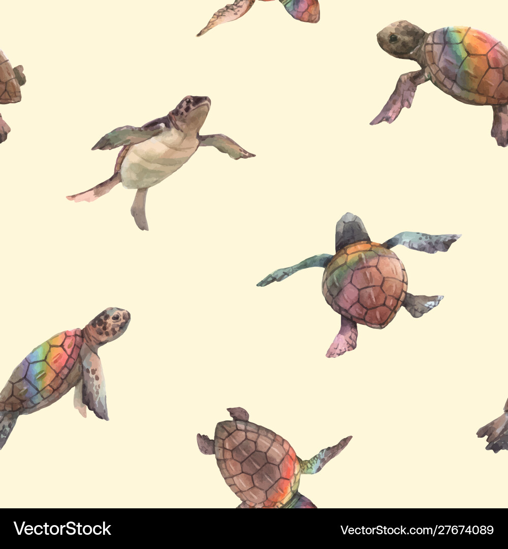 Rainbow Turtle Pattern vector image