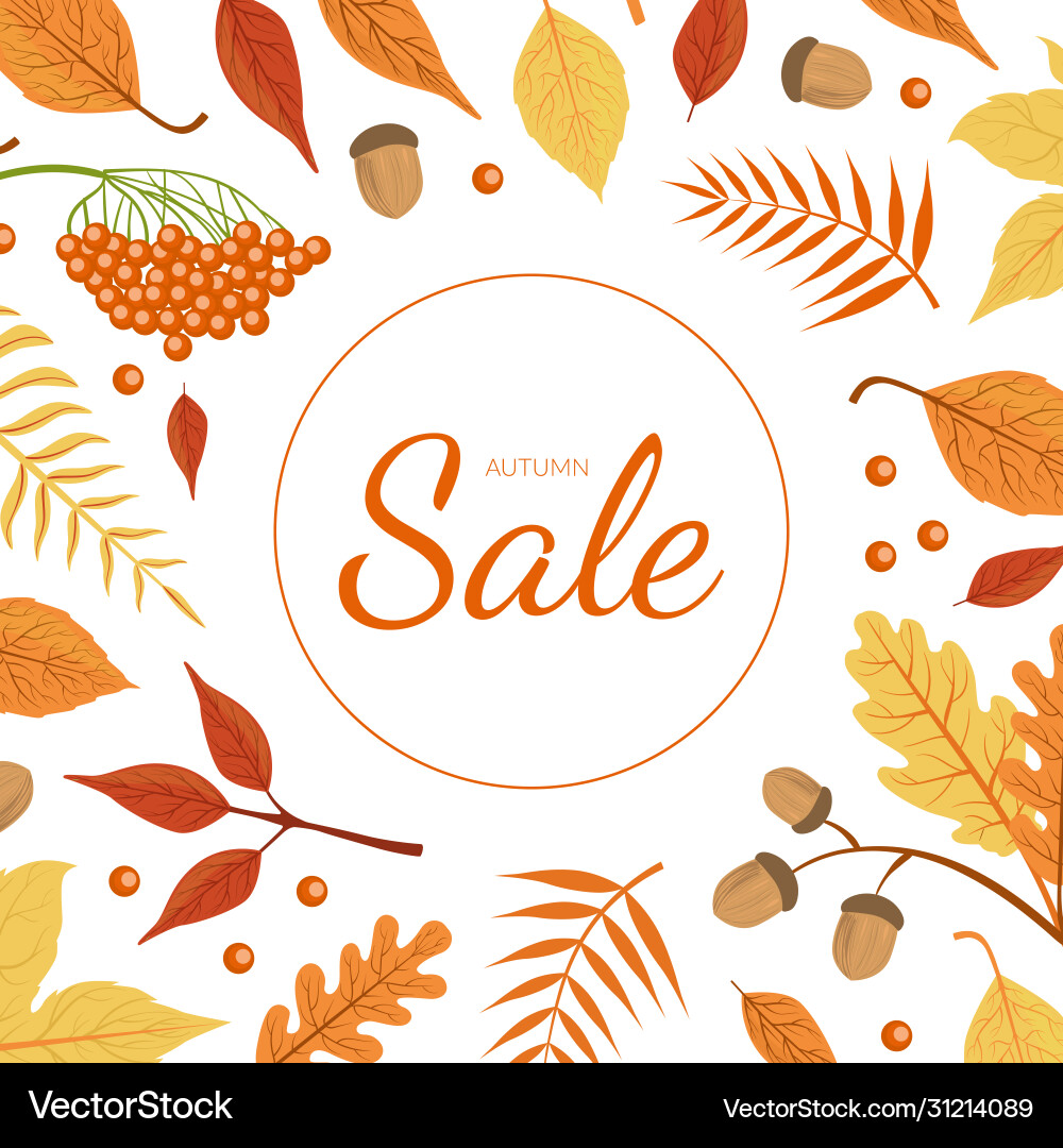 Sale banner template with colorful autumn leaves Sale banner template with colorful autumn leaves vector image