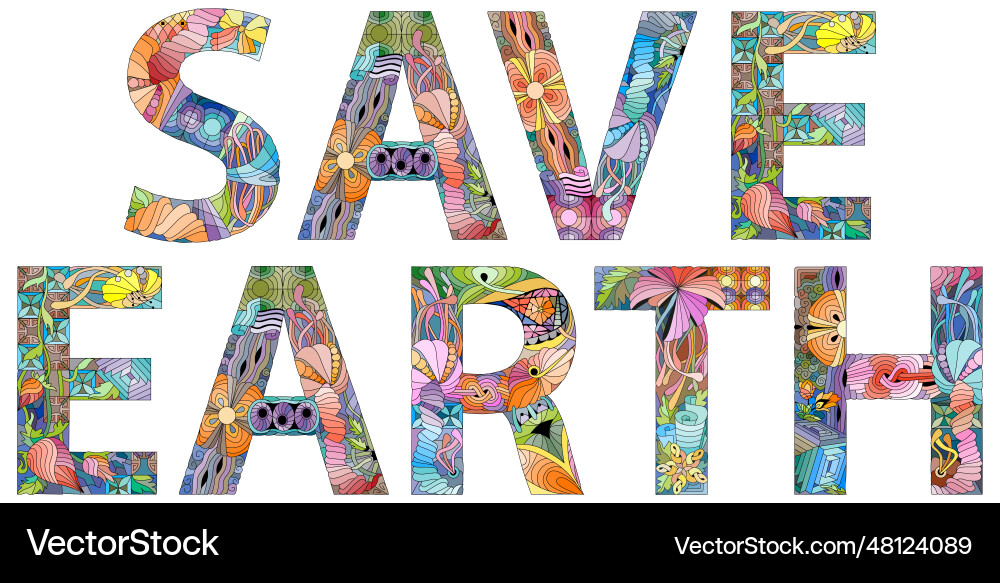 Save earth hand drawn lettering text Save earth hand drawn lettering text vector image