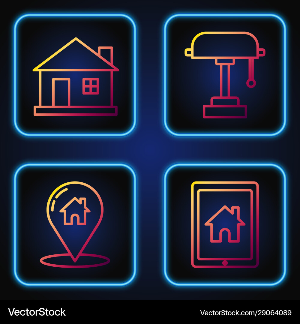 Set line tablet and smart home map pointer Set line tablet and smart home map pointer vector image