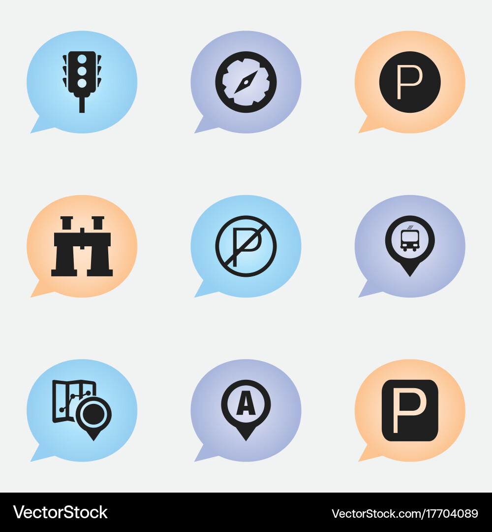 Set of 9 editable location icons includes symbols vector image