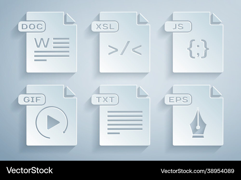 Set txt file document js gif eps xsl and doc Set txt file document js gif eps xsl and doc vector image