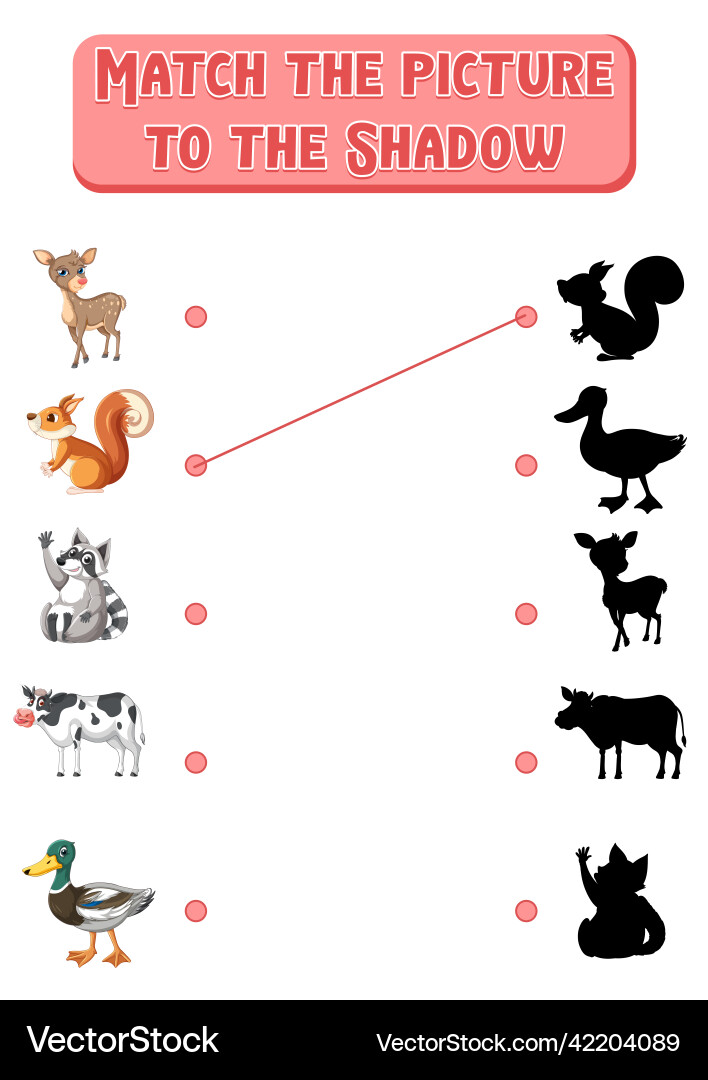 Shadow matching game template Vector Image