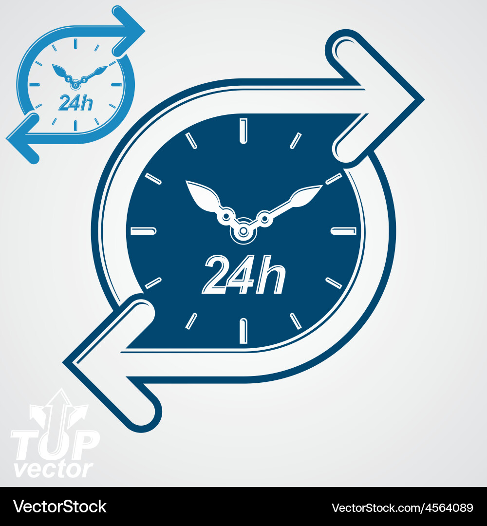 Simple 24 hours timer around-the-clock flat vector image