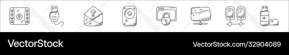 Technology line icons linear set quality Technology line icons linear set quality vector image