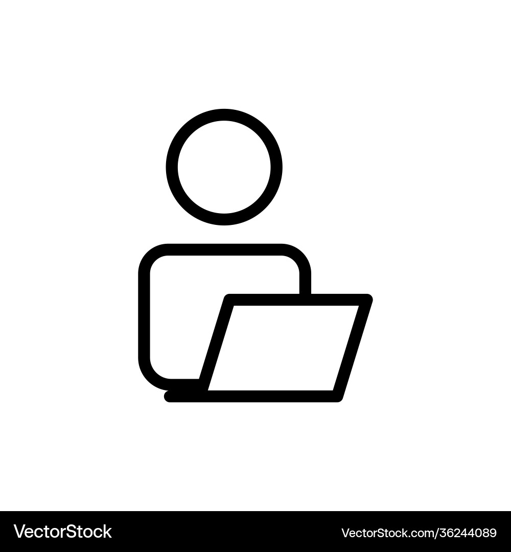 User line icon with laptop editable stroke simple User line icon with laptop editable stroke simple vector image