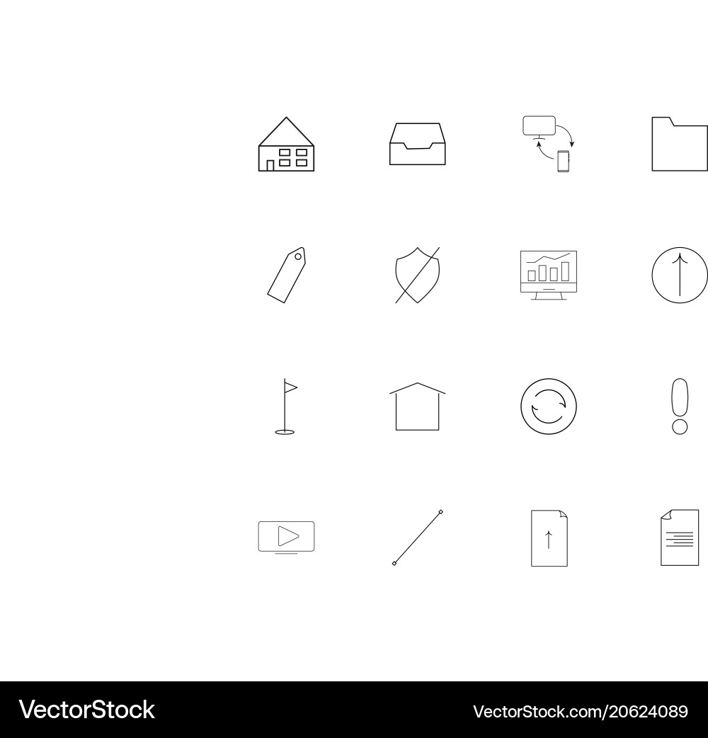 Web and text simple linear icons set outlined Vector Image