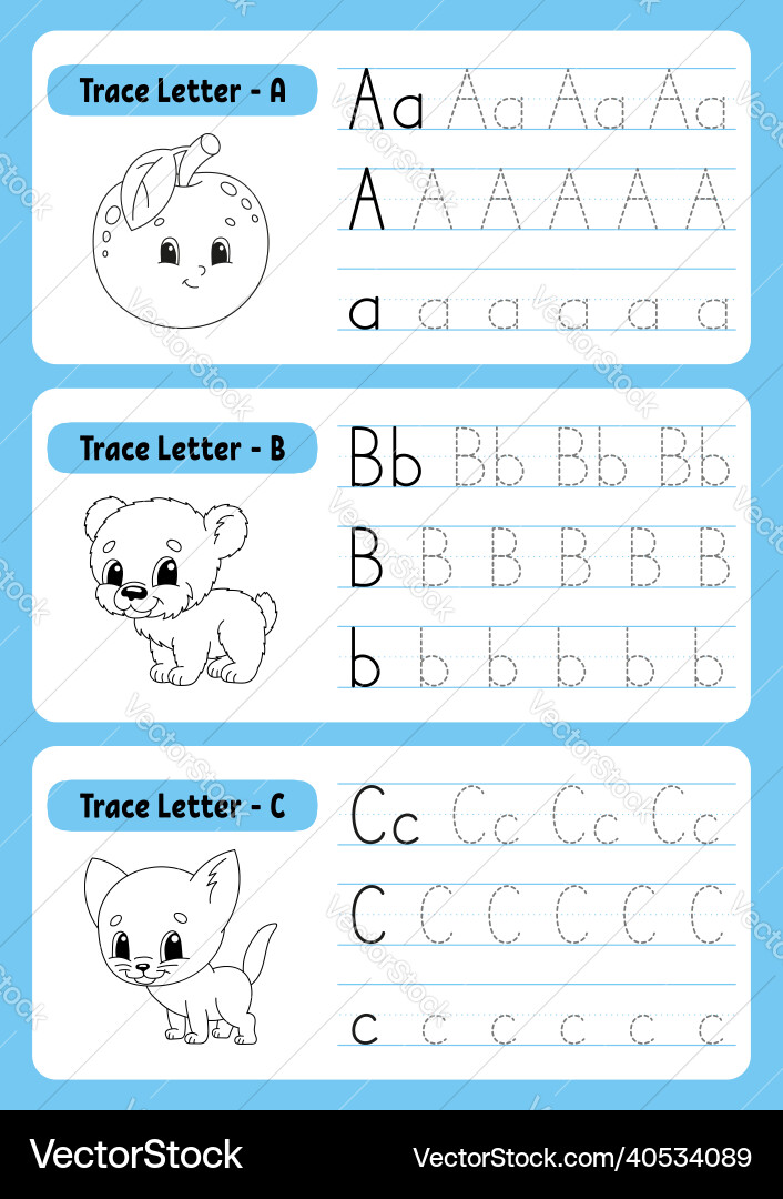 Writing letters tracing page practice sheet Writing letters tracing page practice sheet vector image