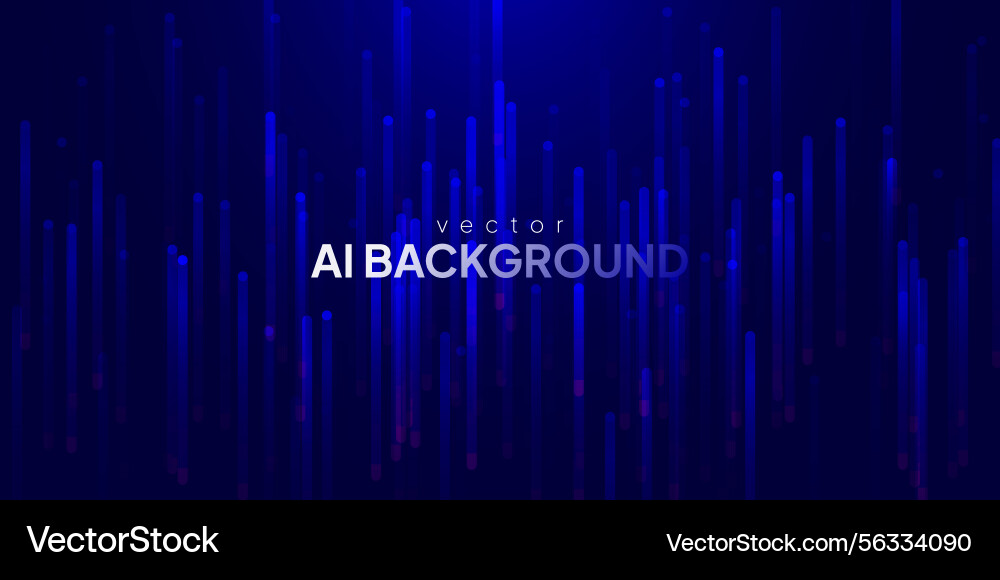 Ai blue tech abstract background with flowing Vector Image