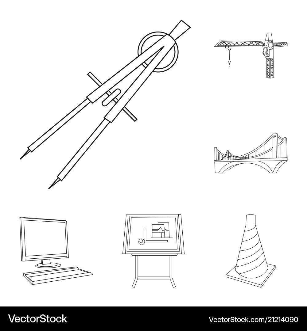 Architecture and construction outline icons in set Architecture and construction outline icons in set vector image