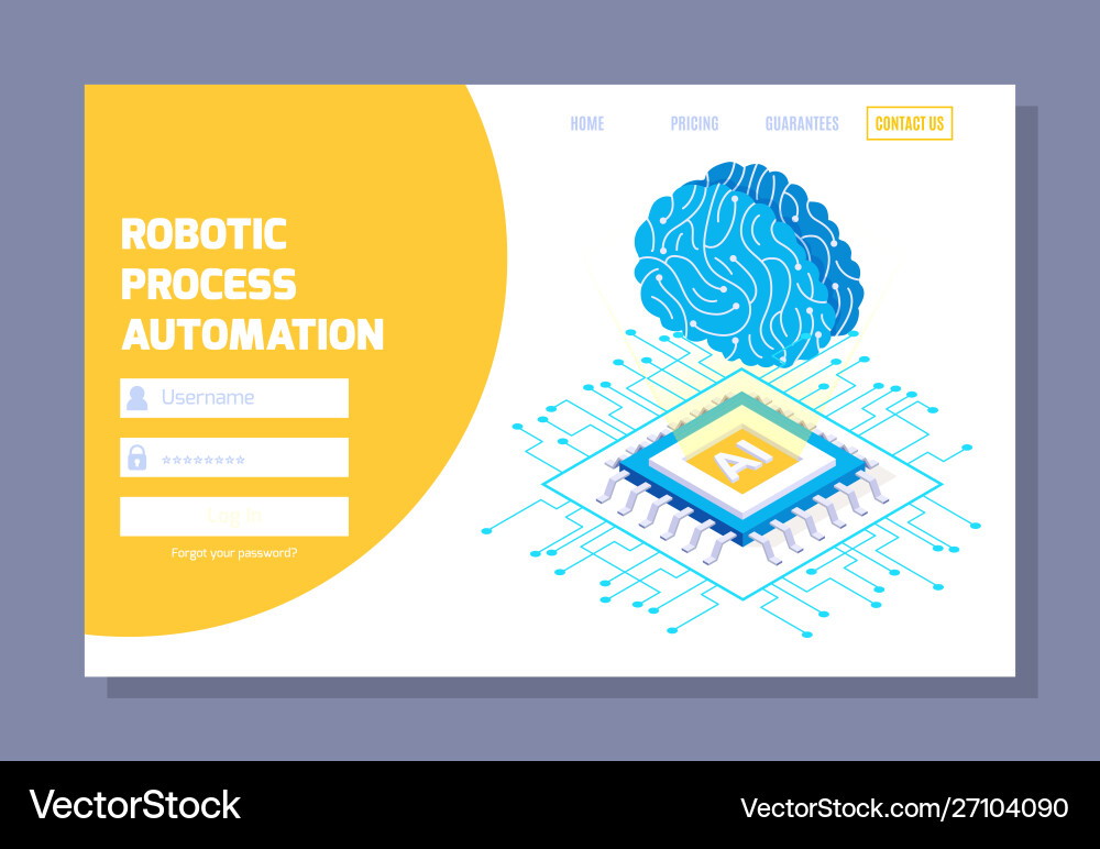 Brain automation isometric website vector image