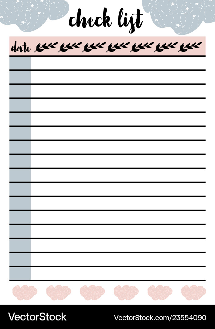 Check list with date column and inscription vector image