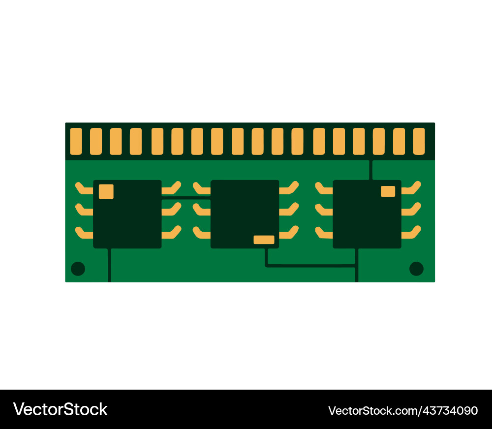 Computer chip hardware green microchip Vector Image