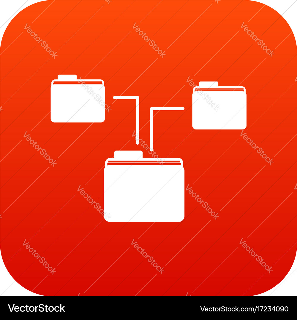 Folders structure icon digital red Vector Image