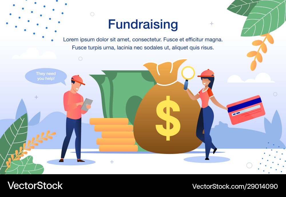Fundraising for charity needs flat banner Fundraising for charity needs flat banner vector image