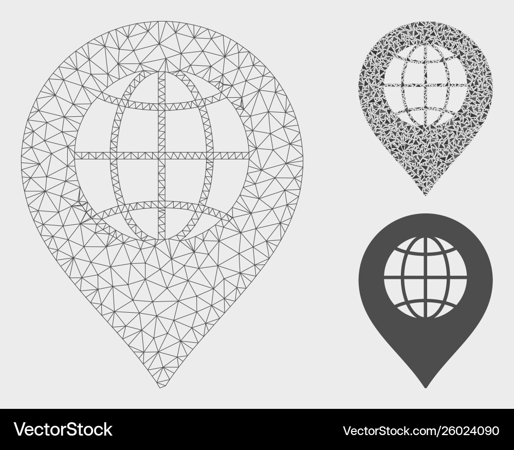 Globe marker mesh 2d model and triangle Globe marker mesh 2d model and triangle vector image