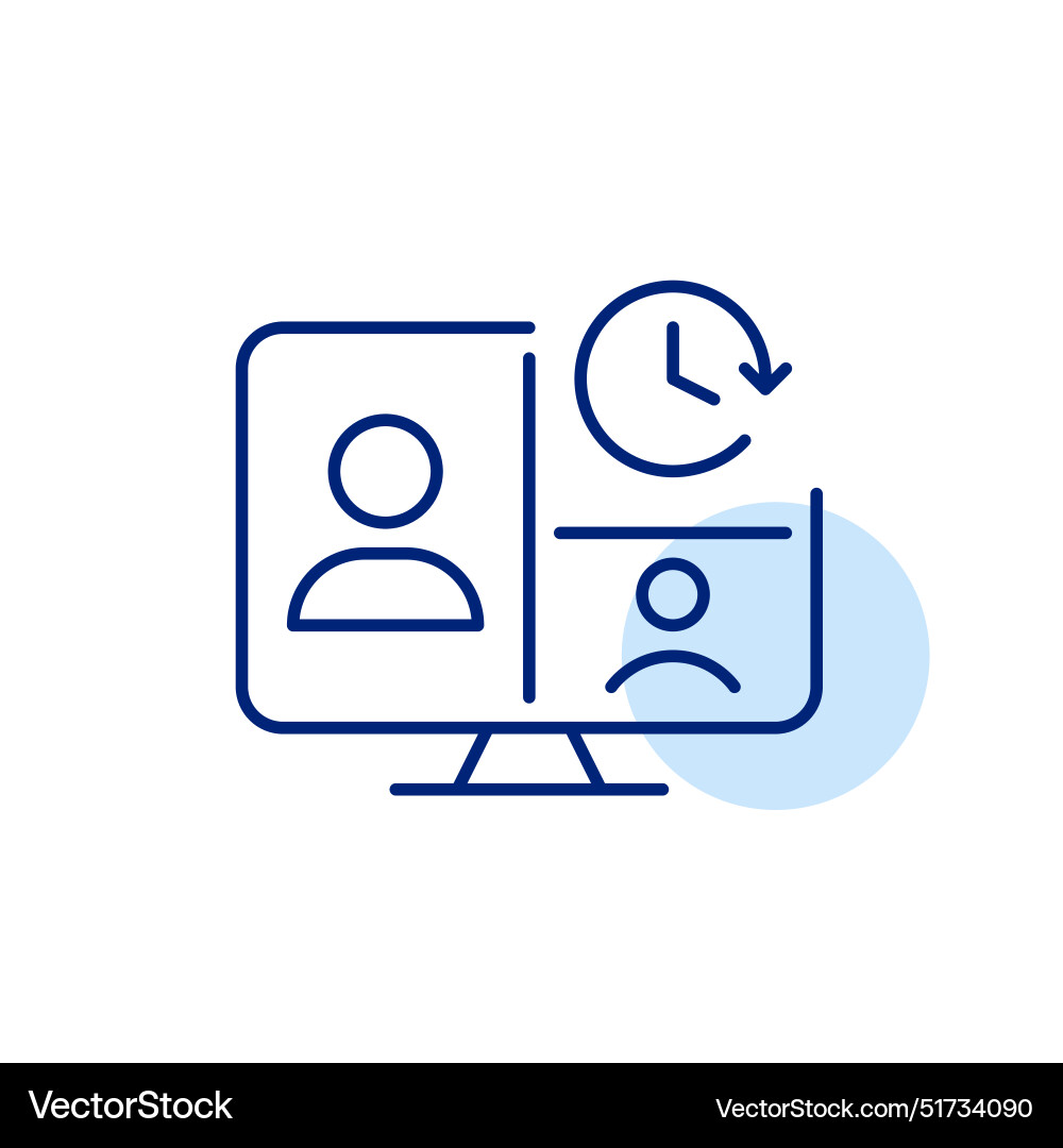 Live group video conference and clock on computer Vector Image