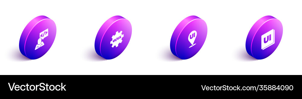 Set isometric front end development ui or ux Set isometric front end development ui or ux vector image