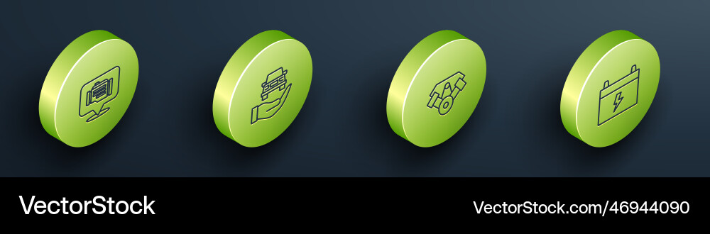 Set isometric line check engine auto service Set isometric line check engine auto service vector image