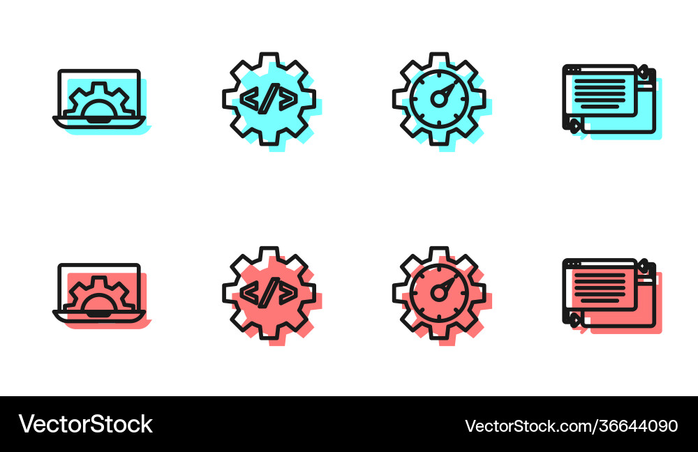 Set line website statistic development front end Set line website statistic development front end vektorbild