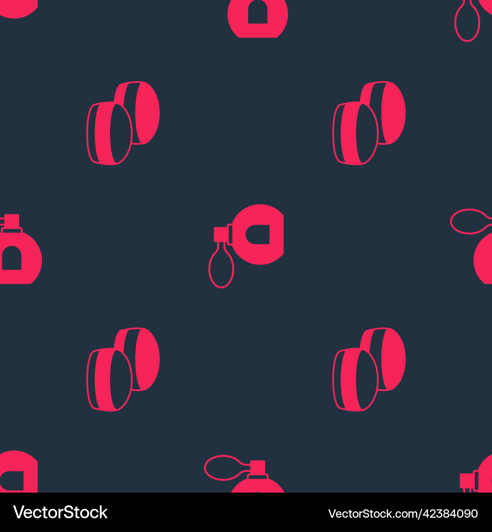 Set macaron cookie and perfume on seamless pattern Set macaron cookie and perfume on seamless pattern Vector Image