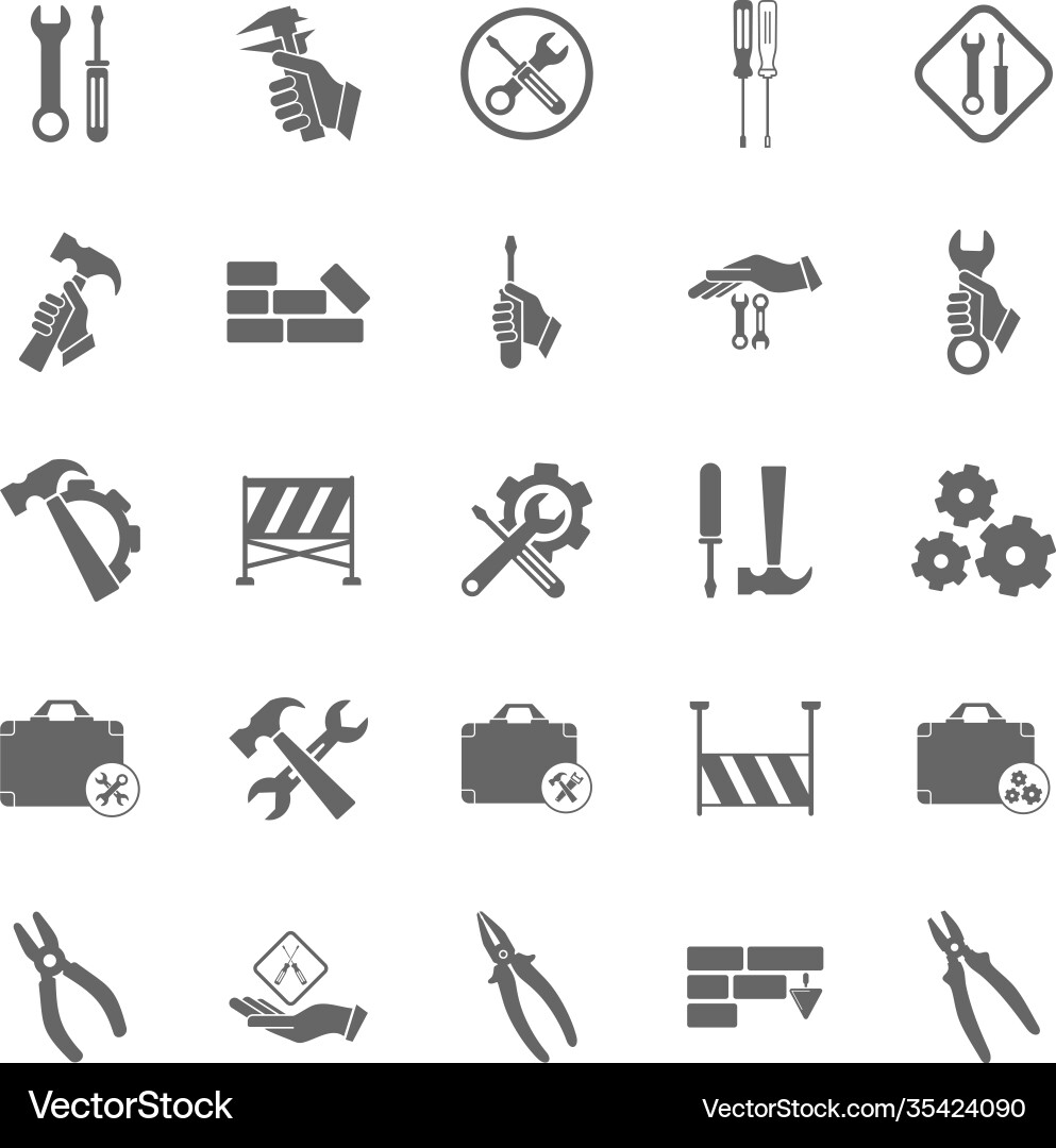 Set technical icon engineering simple Vector Image