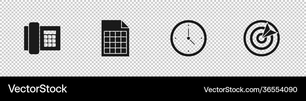Set telephone file document clock and target Set telephone file document clock and target vector image