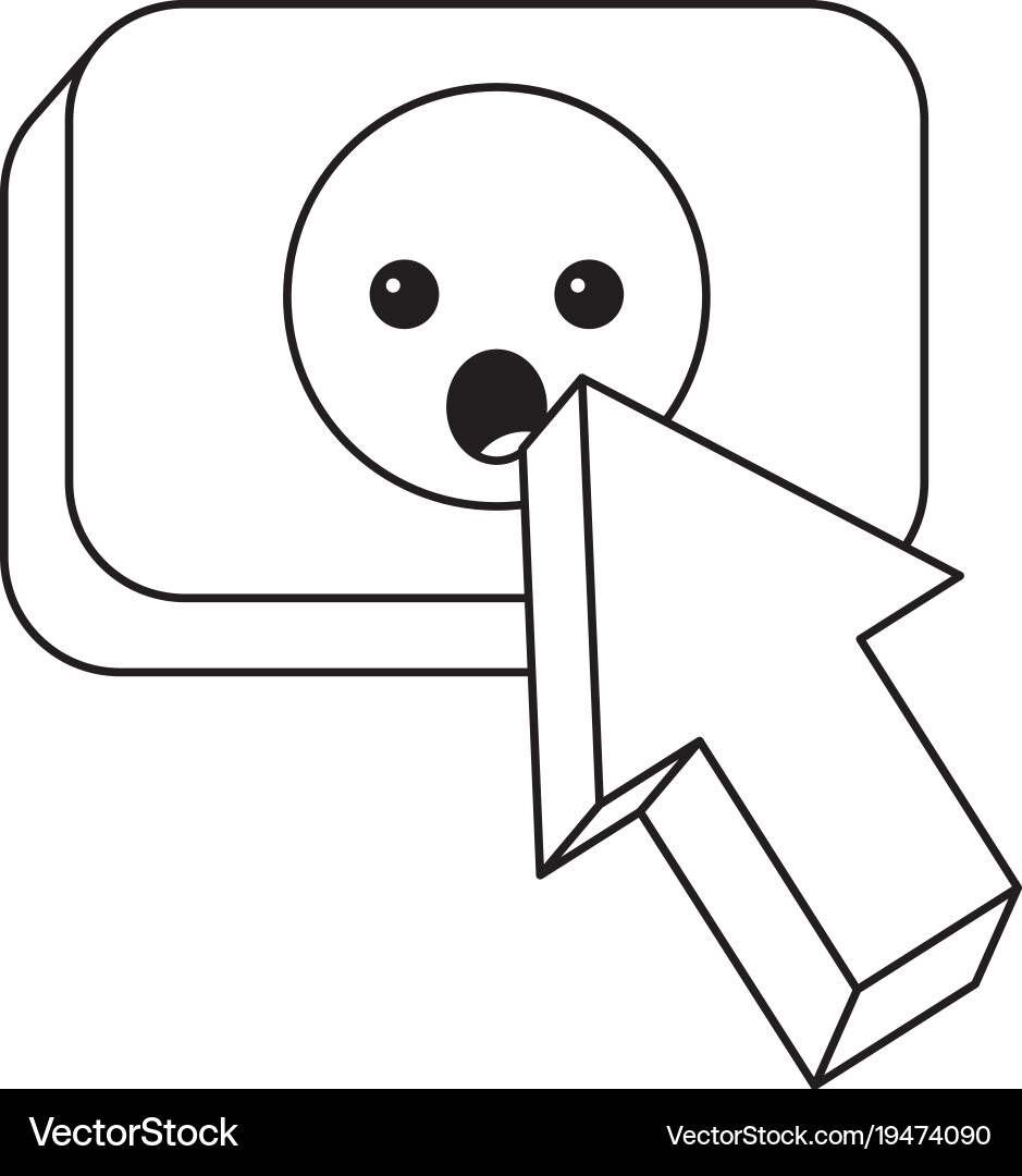 Speech bubble with surprised emoji and pointer vector image
