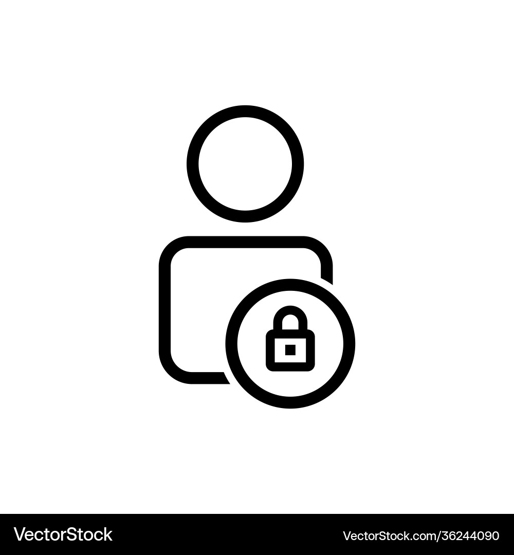 User line icon with lock symbol editable stroke User line icon with lock symbol editable stroke vector image