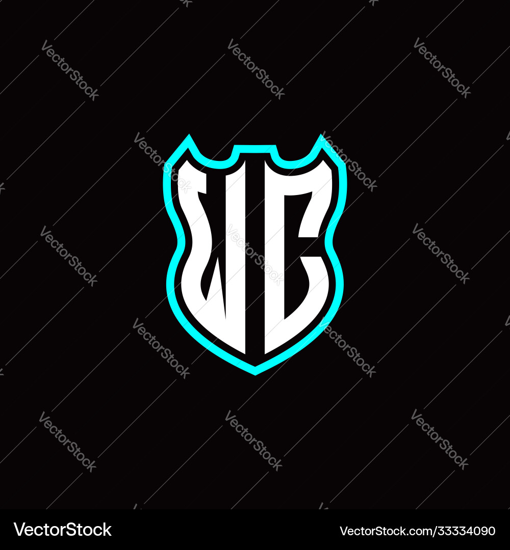 W c initial logo design with shield shape W c initial logo design with shield shape vector image