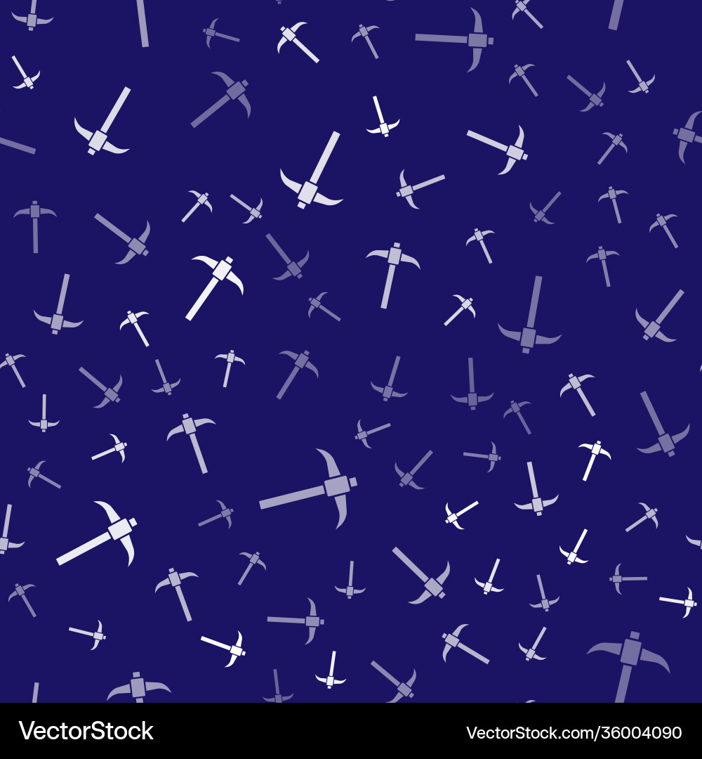 White pickaxe icon isolated seamless pattern Vector Image